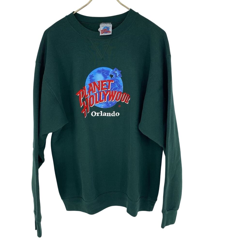 Vintage Planet Hollywood Orlando Sweatshirt Green Crewneck Womens XL 90s - Picture 1 of 5